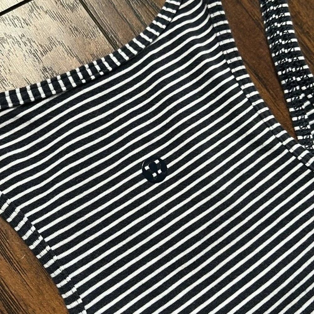 Lululemon Refresh Racerback Maxi Dress II Pima Cotton Size 4 Navy Stripe - Picture 8 of 9